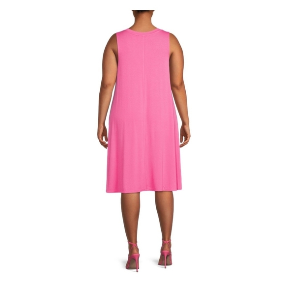 * Terra & Sky  womens Plus size 1X flip flop midi dress solid pink - Picture 4 of 6